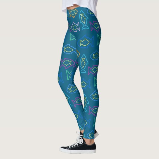 Fabulous Fun Blue Ocean Multi Fin Muster Leggings (Links)