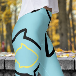 Fabulous Fun Blue und Black Fin Pattern Leggings