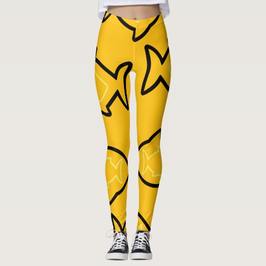 Fabulous Fun Yellow and Black Fin Pattern Leggings (Vorderseite)