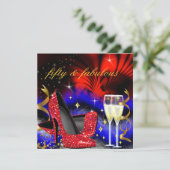 Fabulous fünfzig Royal Blue High Heels Gold Einladung (Stehend Vorderseite)