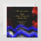 Fabulous fünfzig Royal Blue High Heels Gold Einladung (Rückseite)