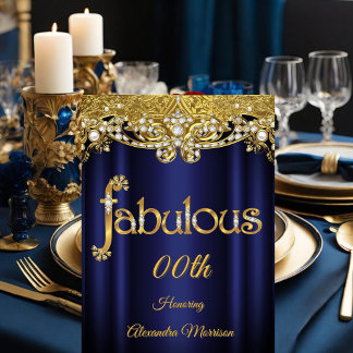 Fabulous Geburtstag Steel Blue Lila Gold Pearls Einladung