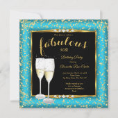 Fabulous Gold Aquamarin Blue Champagne Foto Geburt Einladung (Vorderseite)
