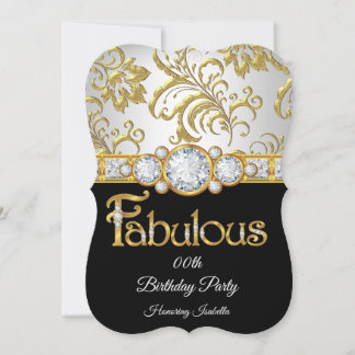 Fabulous Gold Black Diamond weiße Geburtstagsparty Einladung
