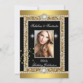 Fabulous Gold Black Glamour Hollywood Diamond Einladung (Vorderseite)