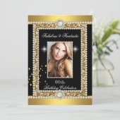 Fabulous Gold Black Glamour Hollywood Diamond Einladung (Stehend Vorderseite)