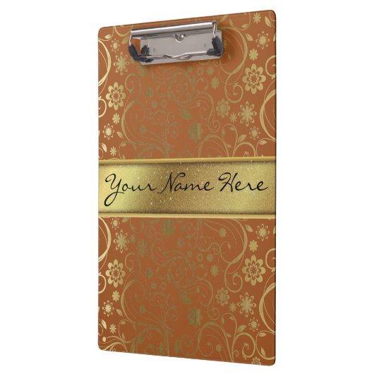 Fabulous Gold Glitzer & Gradient Blumenmuster Klemmbrett (Links)