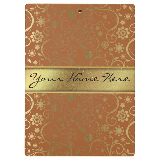 Fabulous Gold Glitzer & Gradient Blumenmuster Klemmbrett (Rückseite)