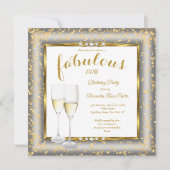 Fabulous Gold Silver Champagne Foto Birthday sq Einladung (Vorderseite)