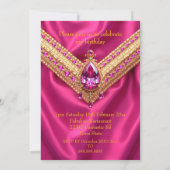 Fabulous Hot Pink Silk Gold Diamonds Birthday Einladung (Rückseite)