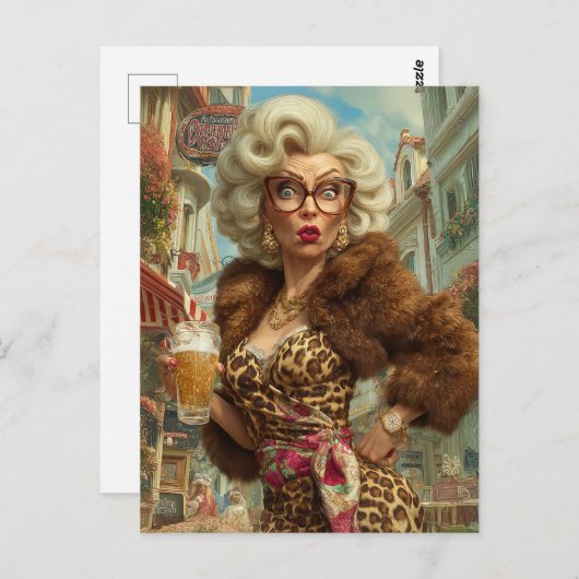 Fabulous Leopard Lady Attitude Postkarte (Vorne/Hinten)