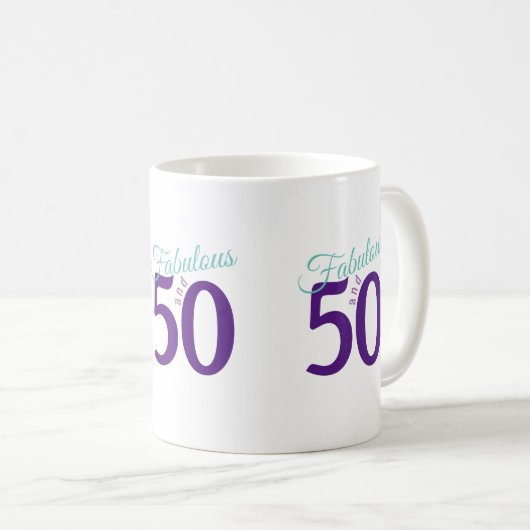 Fabulous Lila Aquamarin Simple Modern 50. Geburtst Kaffeetasse (VorderseiteRechts)