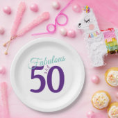 Fabulous Lila Aquamarin Simple Modern 50. Geburtst Pappteller (Party)