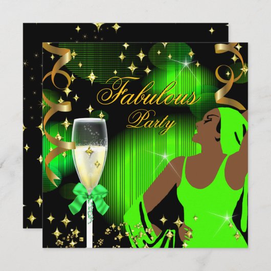 Fabulous Lime Green Glitzer Diva Birthday Einladung (Vorne/Hinten)