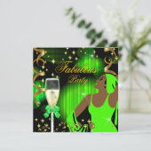 Fabulous Lime Green Glitzer Diva Birthday Einladung (Stehend Vorderseite)