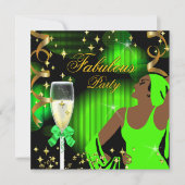 Fabulous Lime Green Glitzer Diva Birthday Einladung (Vorderseite)