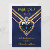 Fabulous Navy Gold Diamonds Elegant Birthday Party Einladung (Vorderseite)