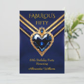 Fabulous Navy Gold Diamonds Elegant Birthday Party Einladung (Stehend Vorderseite)