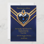 Fabulous Navy Gold Diamonds Elegant Birthday Party Einladung (Rückseite)