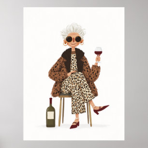 Fabulous Oma im Leopardenstil Poster