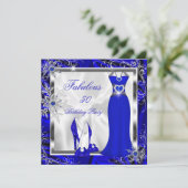 Fabulous Party Royal Blue Silver Dress Heelse H9 Einladung (Stehend Vorderseite)