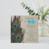 Fabulous Peacock 45. Geburtstagsparty Einladung (Stehend Vorderseite)