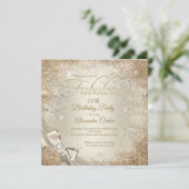 Fabulous Pearl Bow Beige Creme Gold Snowflake Einladung (Stehend Vorderseite)
