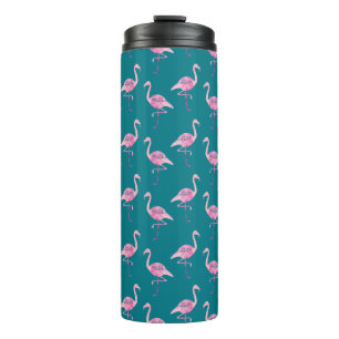 Fabulous Pink Flamingo Wasserfarben Muster Thermosbecher