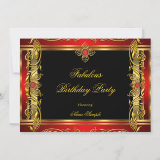 Fabulous Red Black Gold Geburtstagsparty Einladung