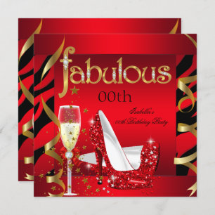 Fabulous Red Champagne Party Black Zebra Einladung