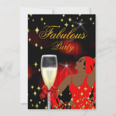 Fabulous Red Glitzer Diva Birthday Party 2 Einladung (Vorderseite)