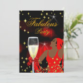 Fabulous Red Glitzer Diva Birthday Party 2 Einladung (Stehend Vorderseite)