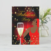 Fabulous Red Glitzer Diva Birthday Party Einladung (Stehend Vorderseite)