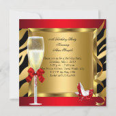 Fabulous Red Glitzer Heelses Zebra Champagne Party Einladung (Rückseite)
