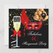 Fabulous Red Gold Black Masquerade Party Einladung (Vorderseite)