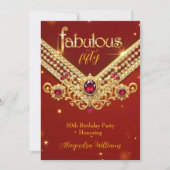 Fabulous Red Gold Diamonds Elegant Birthday Party Einladung (Vorderseite)