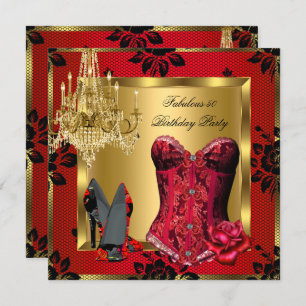 Fabulous Red Heelses Chandelier Corset Rose Lace Einladung