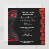 Fabulous Red Lace Corset Party Einladung (Rückseite)