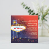 Fabulous Red n Blue Las Vegas Strip Wedding Einladung (Stehend Vorderseite)