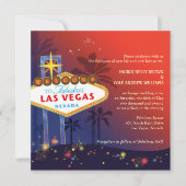 Fabulous Red n Blue Las Vegas Strip Wedding Einladung (Vorderseite)