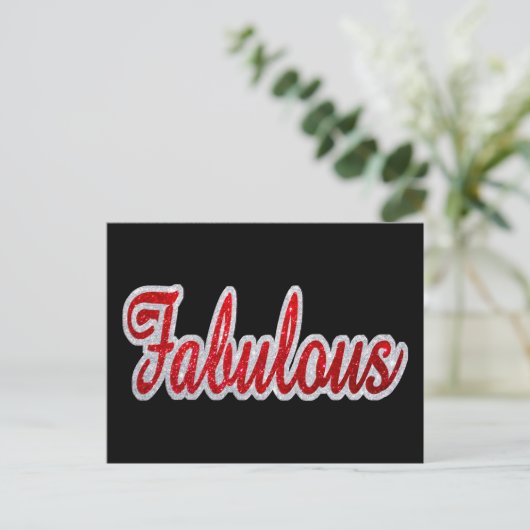Fabulous - Red & Silver Glitzer Postkarte (Stehend Vorderseite)