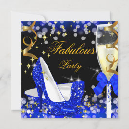 Fabulous Royal Blue Glitzer High Heel Geburtstag Einladung