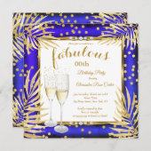 Fabulous Royal Blue Palms Champagne Party Einladung (Vorne/Hinten)