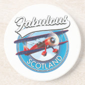 Fabulous Scotland Retrostyle travel patch Getränkeuntersetzer (Vorne)