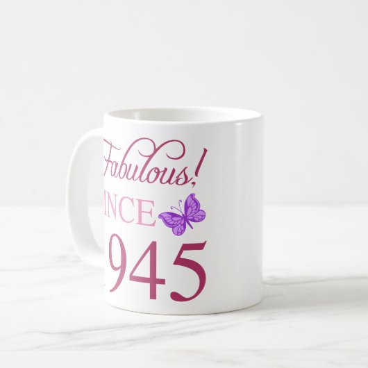Fabulous seit 1945 80. Geburtstag Kaffeetasse (Vorderseite Links)