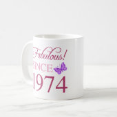 Fabulous seit 1974 50. Geburtstag Kaffeetasse (Vorderseite Links)