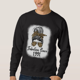 Fabulous seit 1991 Leopard Messy Bun Mama Life 33r Sweatshirt