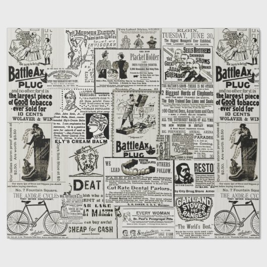 Fabulous Sepia Viktorianisch Newspaper Ads Funny 1 Geschenkpapier (Flach)