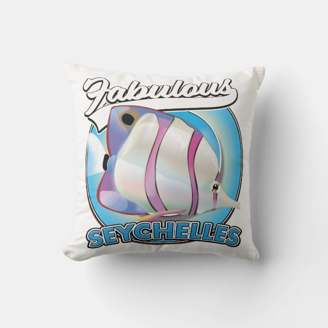Fabulous Seychelles Retro-Logo Kissen (Vorderseite)