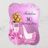 Fabulous Shimmer Light Pink High Heels Geburtstag  Einladung (Vorne/Hinten)